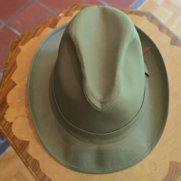 Vintage Men's Olive Green Wool Blend Fedora Hat - Picture 5 of 9